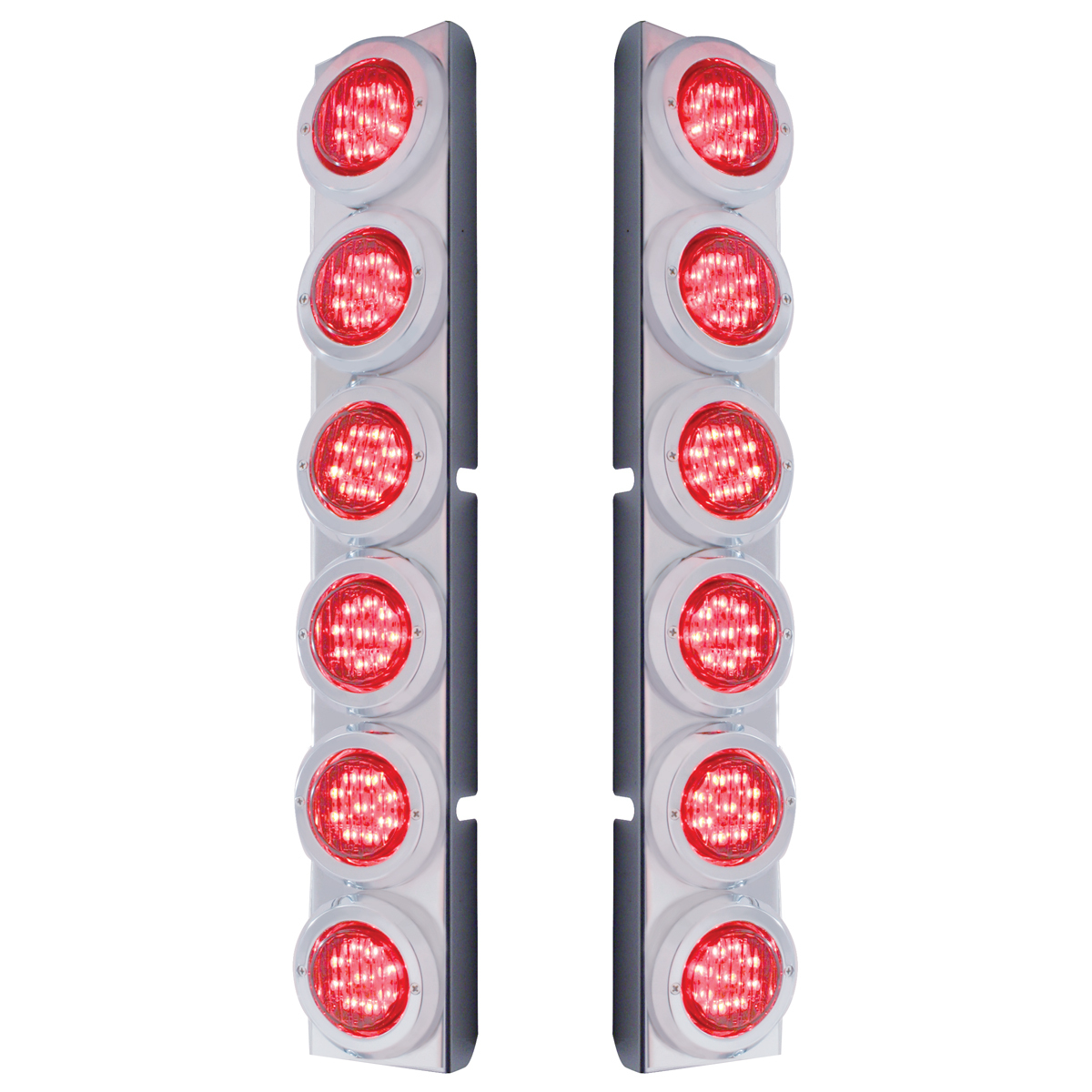 Rear Air Cleaner Bracket With 12 Flat LED Lights & Bezel For Peterbilt- Red LED/Red Lens - Thumbnail 3