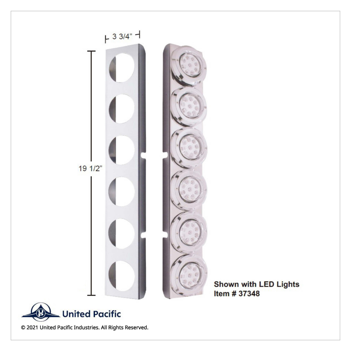 SS Rear Air Cleaner Bracket With 12X 9 LED 2" Reflector Lights & Bezels For Peterbilt-Red LED/Clear Lens - Thumbnail 4