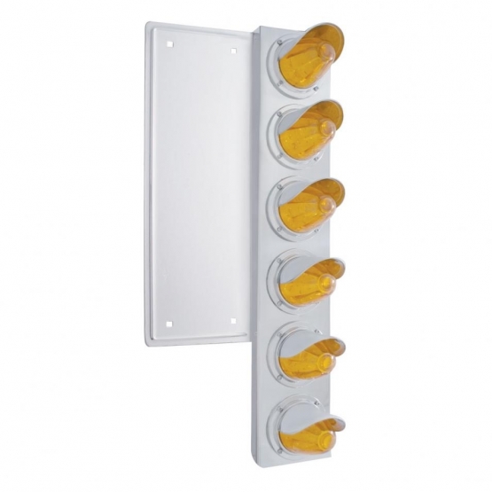 FL SS Front Air Cleaner Bracket With 12X 11 LED Watermelon Lights & Visors -Amber LED & Lens - Thumbnail 2