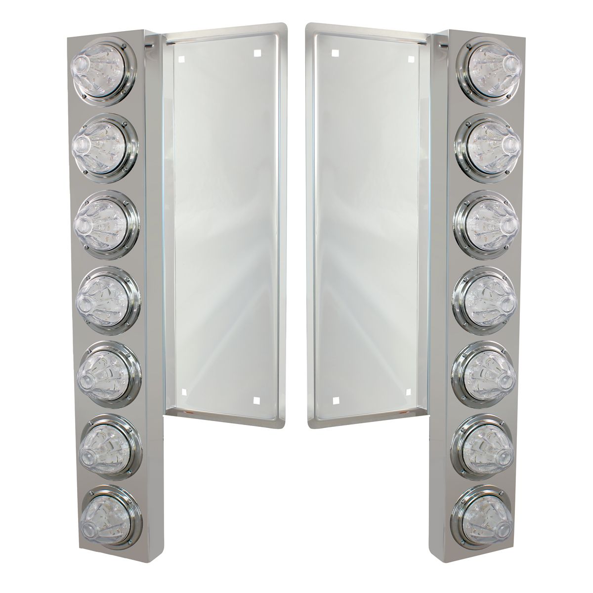 FL SS Front Air Cleaner Bracket With 12X 11 LED Watermelon Lights & Bezels -Amber LED/Clear Lens