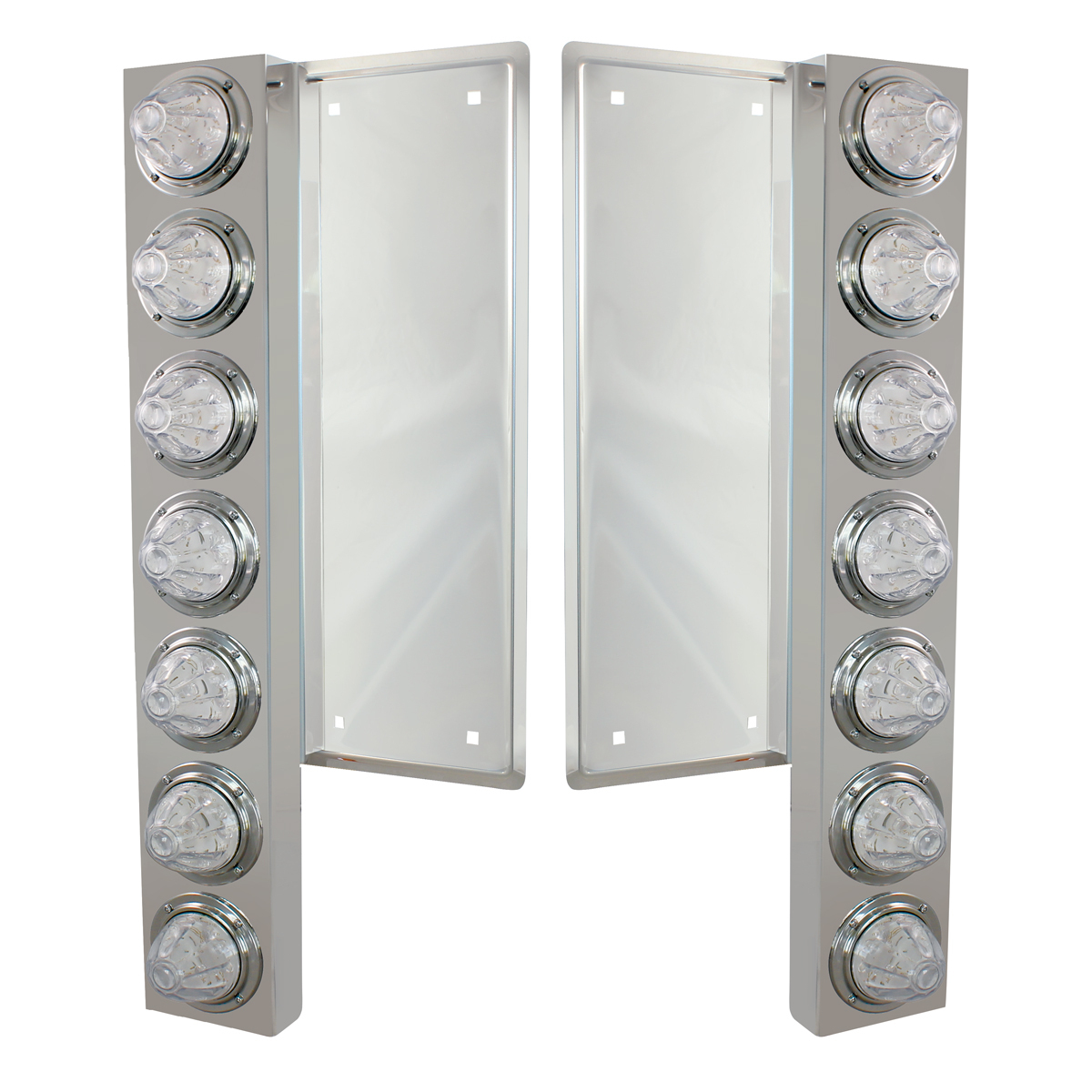 FL SS Front Air Cleaner Bracket With 12X 11 LED Watermelon Lights & Bezels -Amber LED/Clear Lens - Thumbnail 3