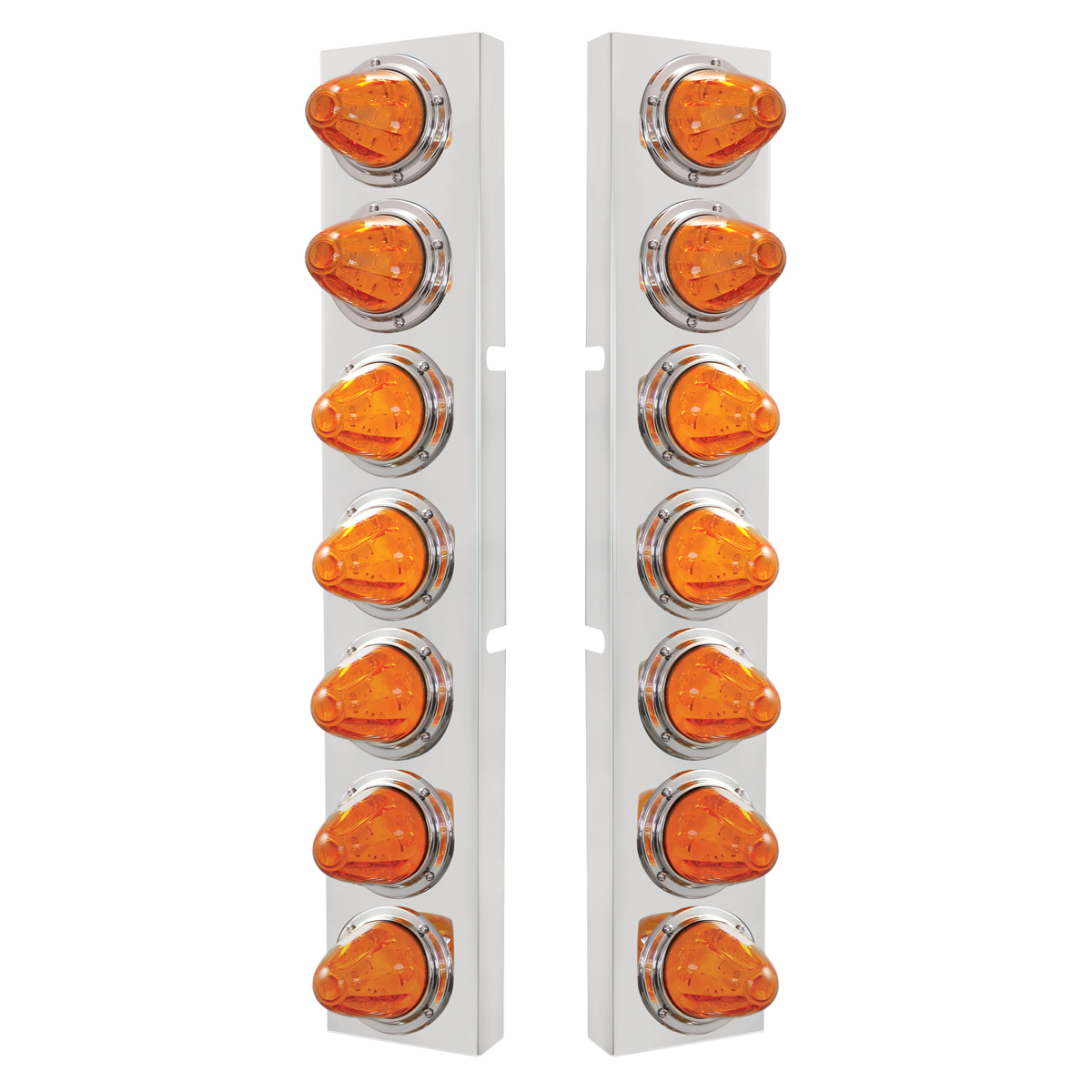 SS Front Air Cleaner Bracket With 14X 11 Amber LED Watermelon Lights & Bezel For KW Trucks -Amber Lens - Thumbnail 3