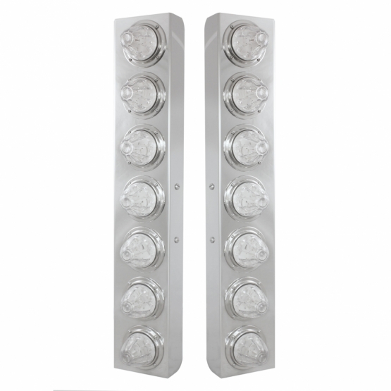 SS Front Air Cleaner Bracket With 14X 11 Amber LED Watermelon Lights & Bezel For KW Trucks -Clear Lens