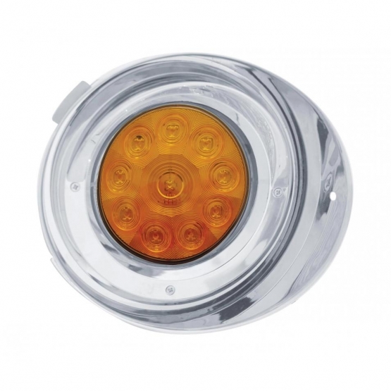 10 LED Freightliner Daytime Running Light Conversion Kit With Visor (Passenger) - Amber LED/Amber Lens