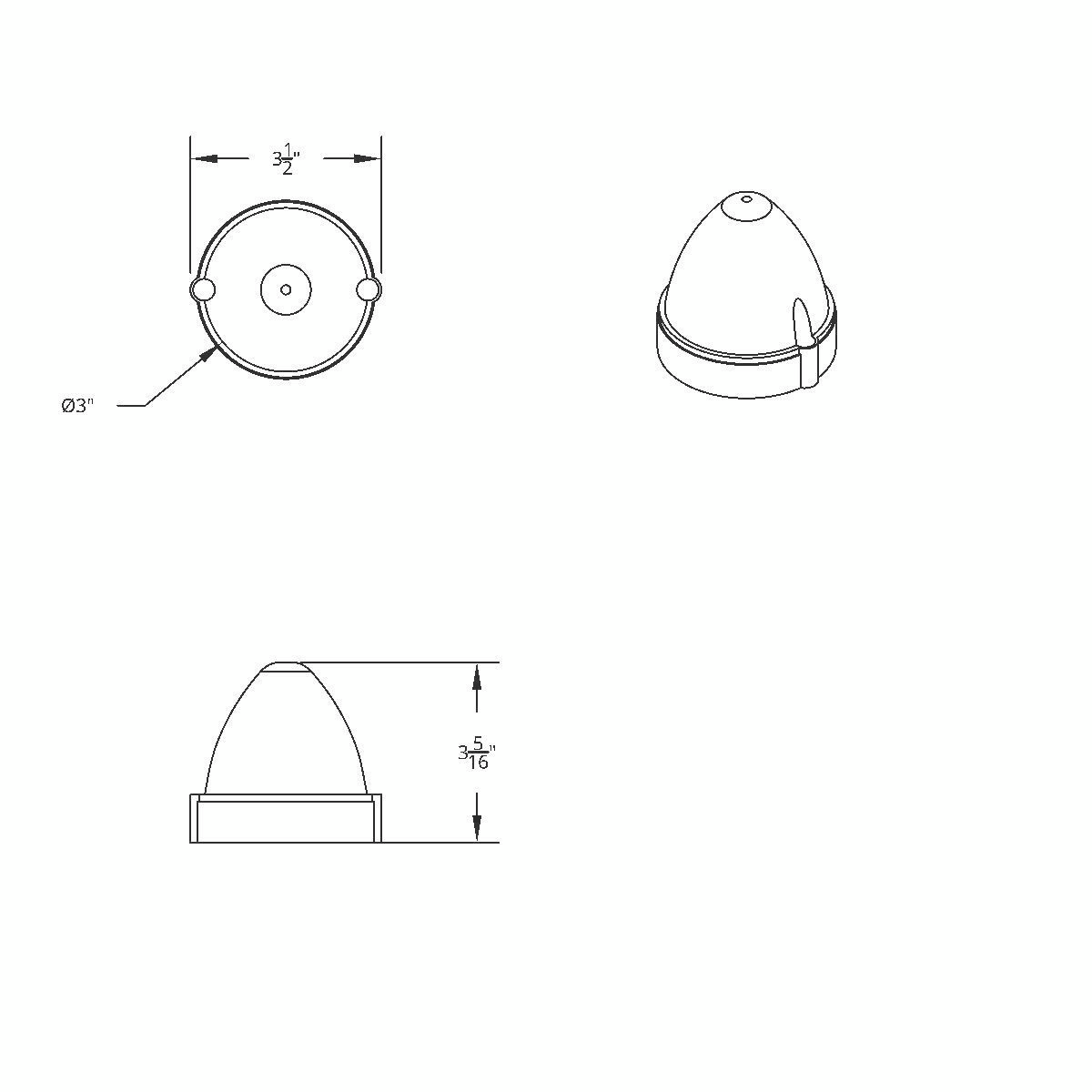 19 LED Watermelon Flush Mount Kit - Amber LED/Clear Lens - Thumbnail 3