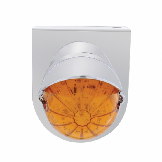 Stainless Light Bracket With 19 LED Bullet Style Grakon 1000 Light & Visor - Amber LED/Amber Lens - Thumbnail 2