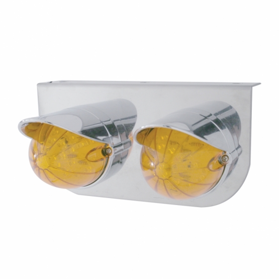 SS Light Bracket With 2X 19 LED Bullet Style Grakon 1000 Lights & Visors -Amber LED & Lens - Thumbnail 2