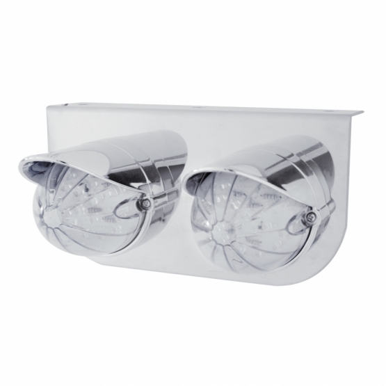 SS Light Bracket With 2X 19 LED Bullet Style Grakon 1000 Lights & Visors -Amber LED/Clear Lens