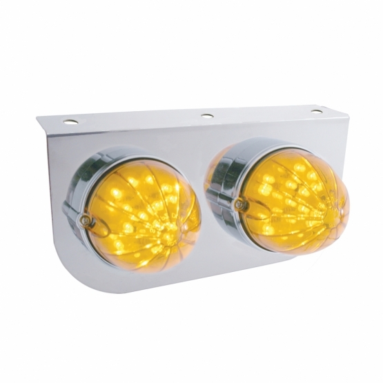 Stainless Light Bracket With 2X 19 LED Bullet Style Grakon 1000 Lights - Amber LED/Amber Lens