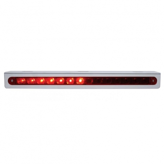 Stainless Light Bracket With 14 LED 12" Sequential Light Bar (Left to Right) - Red LED/Red Lens