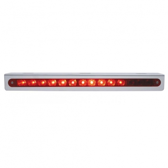 Stainless Light Bracket With 14 LED 12" Sequential Light Bar (Left to Right) - Red LED/Red Lens - Thumbnail 4