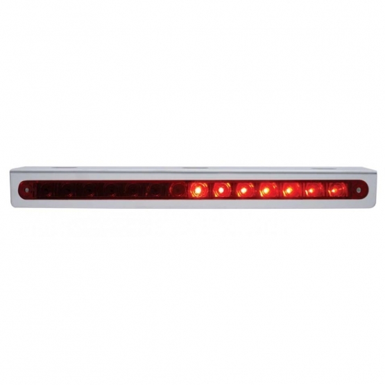 Stainless Light Bracket With 14 LED 12" Sequential Light Bar (Right to Left) - Red LED/Red Lens