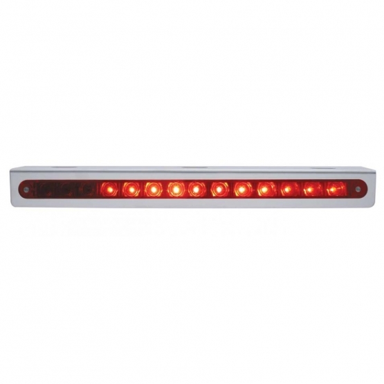 Stainless Light Bracket With 14 LED 12" Sequential Light Bar (Right to Left) - Red LED/Red Lens - Thumbnail 2