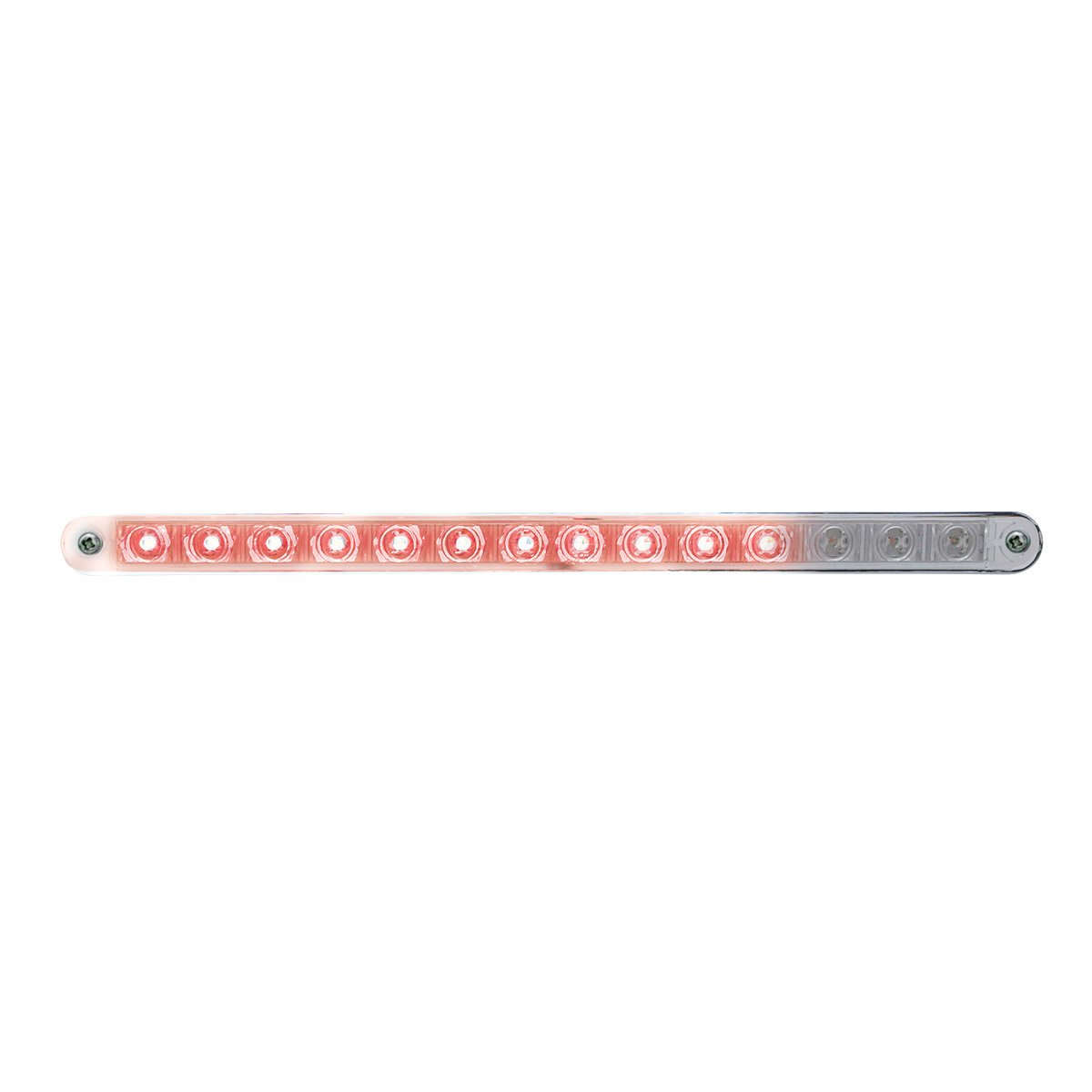 14 LED 12" Sequential Light Bar With Bezel - Red LED/Clear Lens - Thumbnail 3