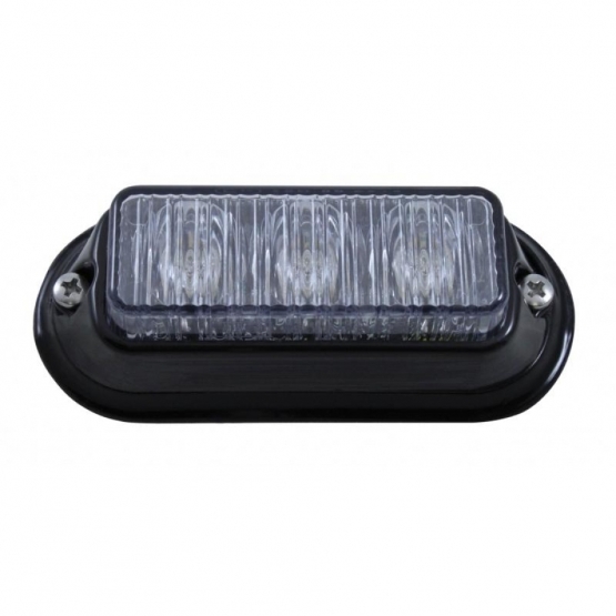 3 LED Warning Light With Black Bezel - White LED (Bulk) - Thumbnail 2