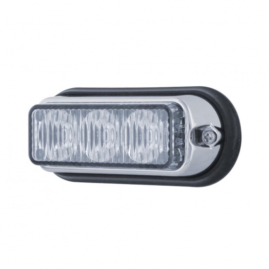 3 LED Warning Light With Black Bezel - White LED (Bulk) - Thumbnail 4
