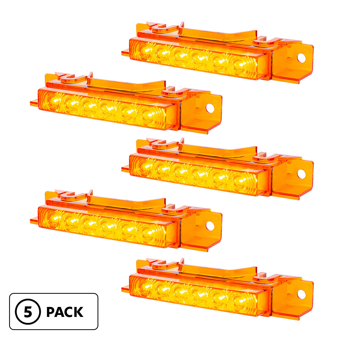 6 LED Competition Series Exterior Visor Light For 1996-2024 Volvo VNL-Amber LED/Amber Lens (5 Pcs) - Thumbnail 11