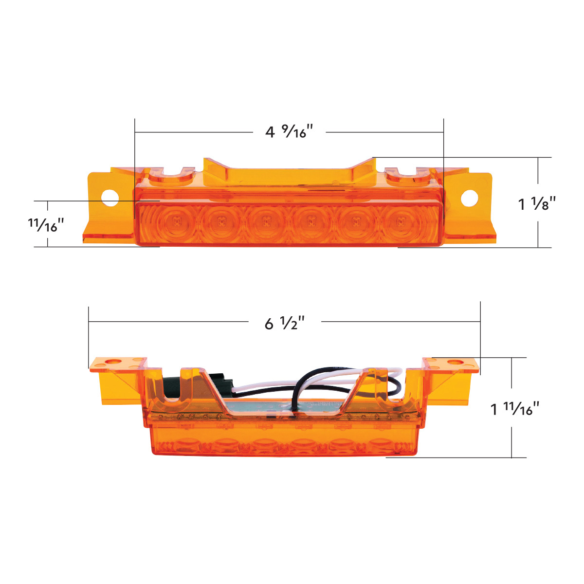 6 LED Competition Series Exterior Visor Light For 1996-2024 Volvo VNL-Amber LED/Amber Lens (5 Pcs) - Thumbnail 8