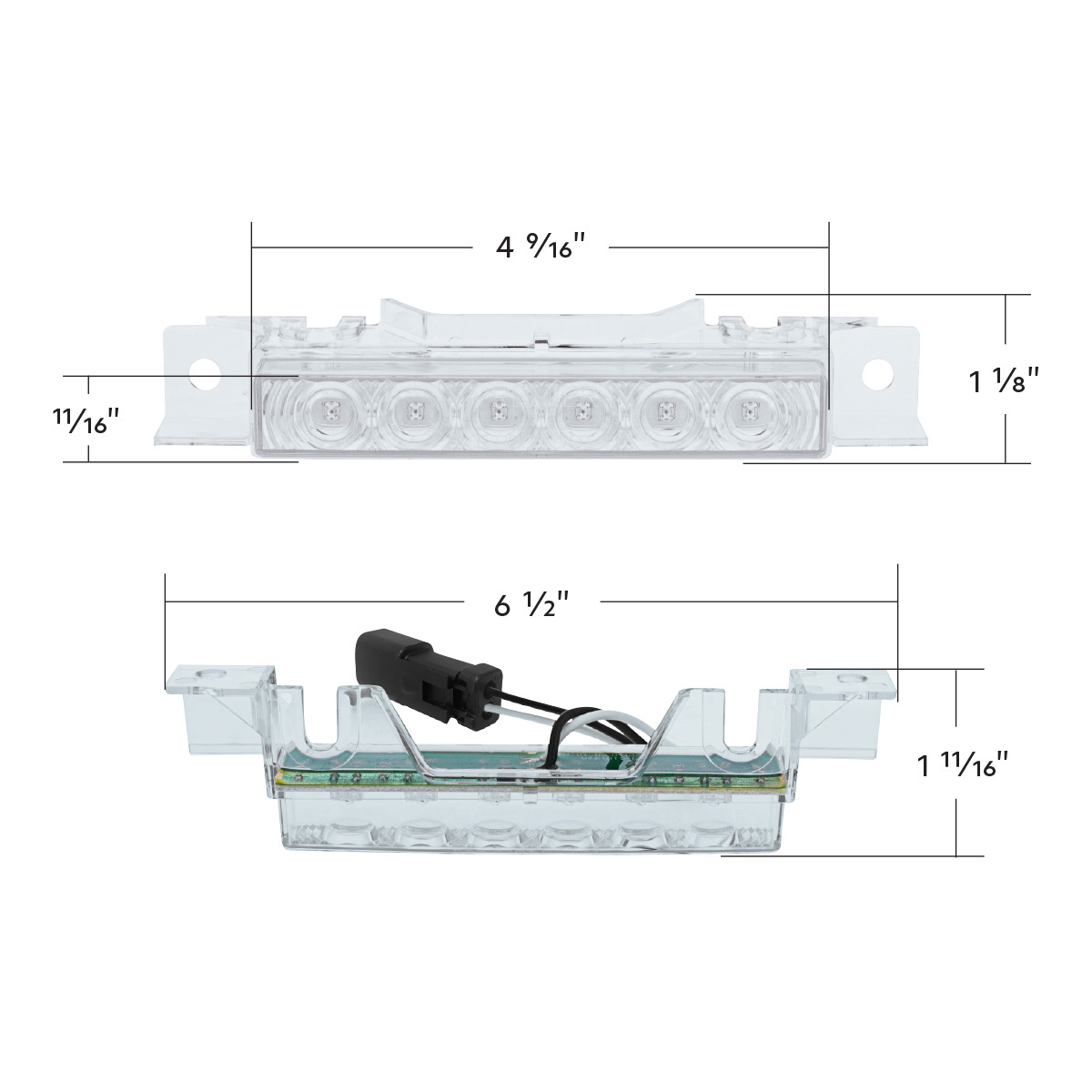 6 LED Competition Series Exterior Visor Light For 1996-2024 Volvo VNL-Amber LED/Clear Lens - Thumbnail 7