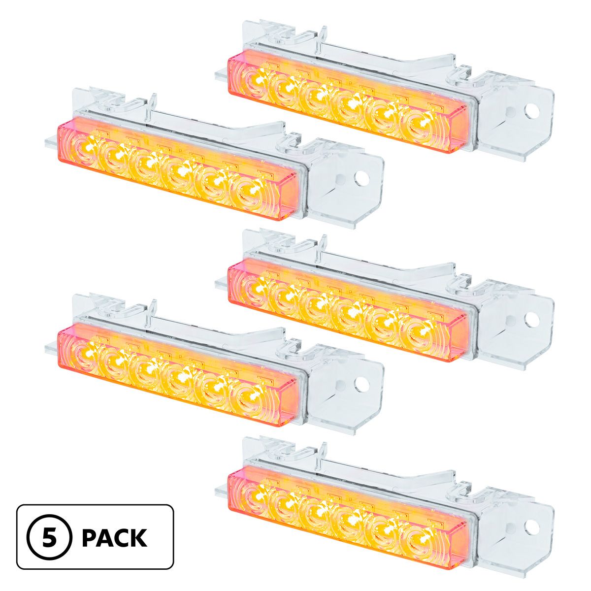 6 LED Competition Series Exterior Visor Light For 1996-2024 Volvo VNL-Amber LED/Clear Lens(5 Pcs)