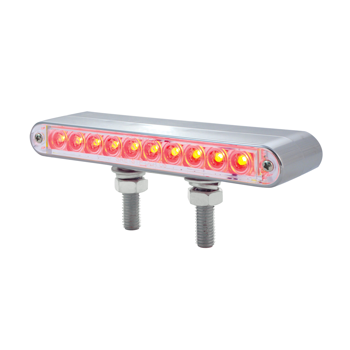 20 LED 6-1/2" Double Face Light Bar - Amber & Red LED/Clear Lens - Thumbnail 2