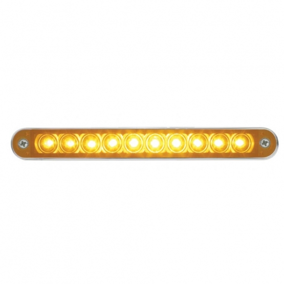 10 LED 6-1/2" Turn Signal Light Bar With Bezel - Amber LED/Amber Lens