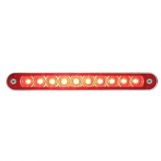 10 LED 6-1/2" Light Bar With Bezel (Stop, Turn & Tail) - Red LED/Red Lens