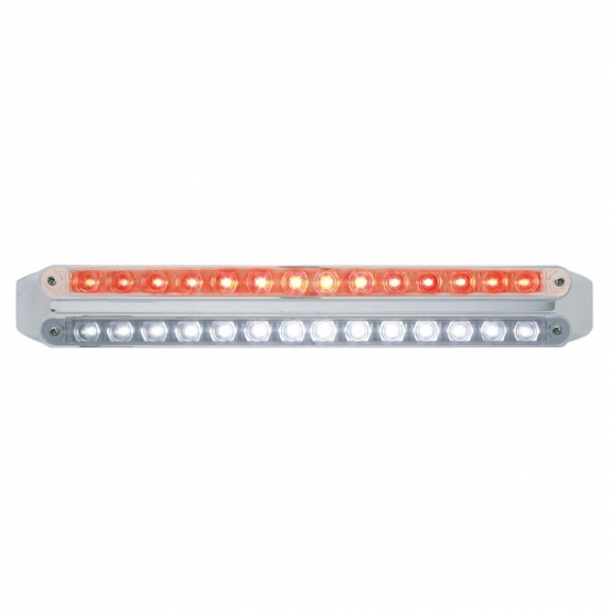 Dual 14 LED 12" Light Bars - Red & White LED/Clear Lens