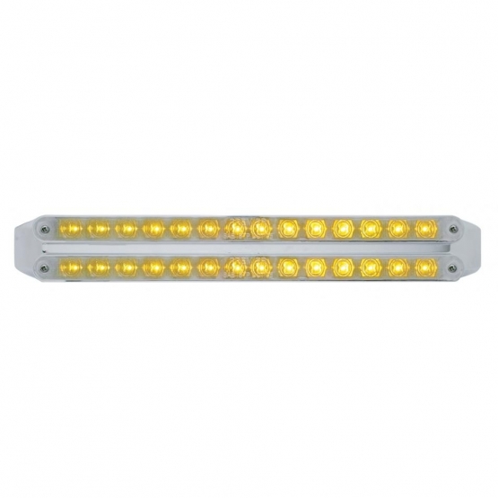 Dual 14 LED 12" Turn Signal Light Bars - Amber LED/Chrome Lens