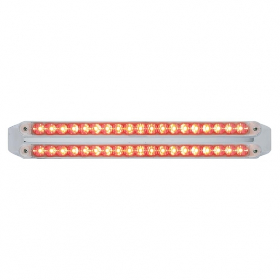 Dual 19 LED 12" Reflector Light Bars (Stop, Turn & Tail) - Red LED/Clear Lens
