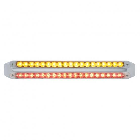 Dual 19 LED 12" Reflector Light Bars - Amber & Red LED/Clear Lens