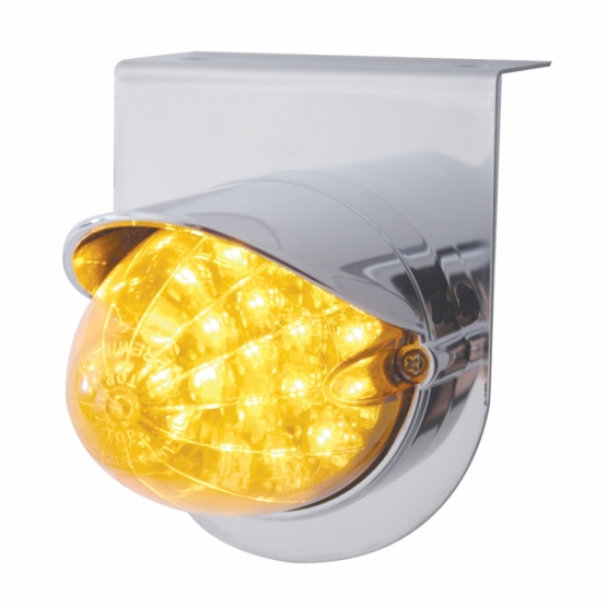 Stainless Light Bracket With 19 LED Watermelon Light & Visor - Amber LED/Amber Lens - Thumbnail 2