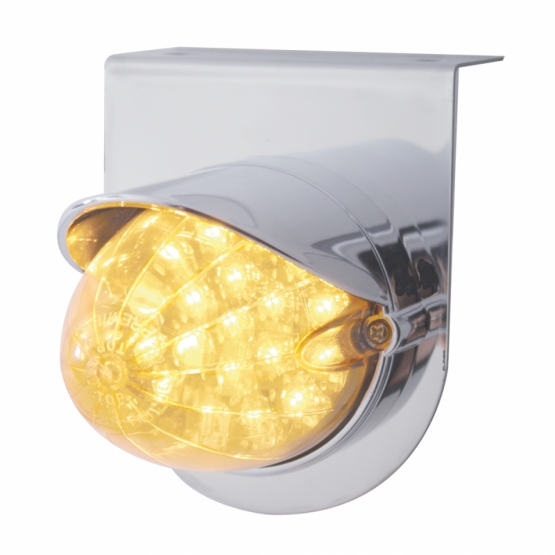 Stainless Light Bracket With 19 LED Watermelon Light & Visor - Amber LED/Clear Lens - Thumbnail 2