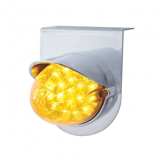Stainless Light Bracket With 19 LED Reflector Light & Visor - Amber LED/Amber Lens
