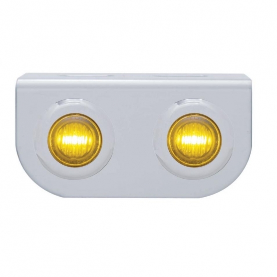 Stainless Light Bracket With 2X 3 LED 3/4" Mini Lights - Amber LED/Amber Lens