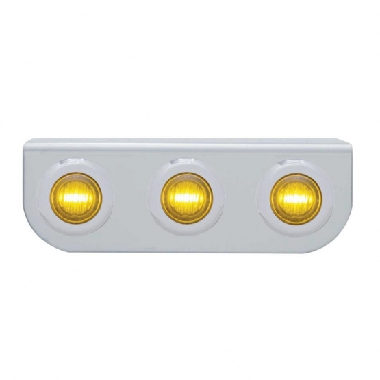 Stainless Light Bracket With 3X 3 LED 3/4" Mini Lights - Amber LED/Amber Lens