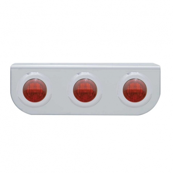 Stainless Light Bracket With 3X 3 LED 3/4" Mini Lights - Red LED/Red Lens