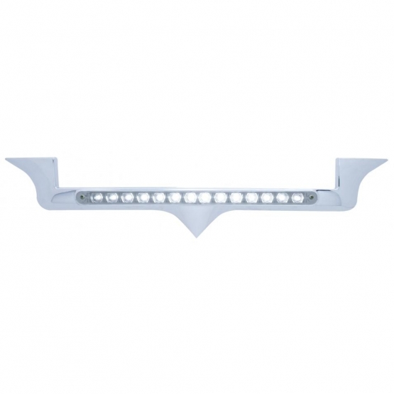 Chrome Hood Emblem Trim With 14 LED Light Bar For Kenworth - White LED/Clear Lens