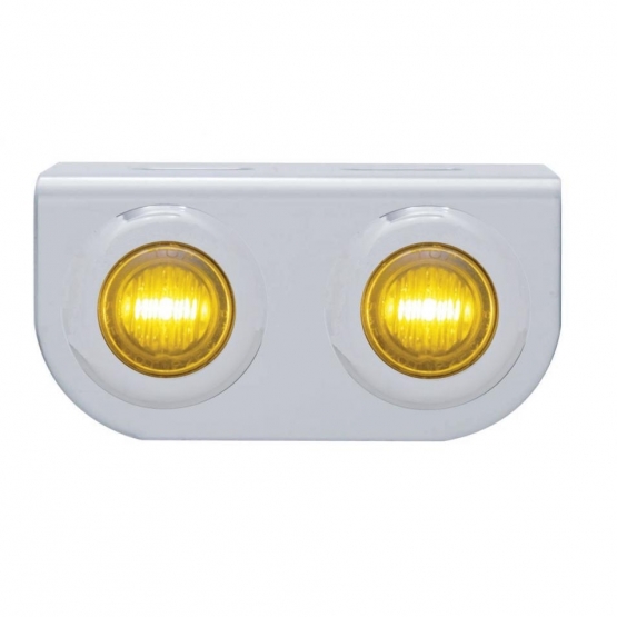 Stainless Light Bracket With 2X 3 LED 3/4" Mini Lights - Amber LED/Amber Lens