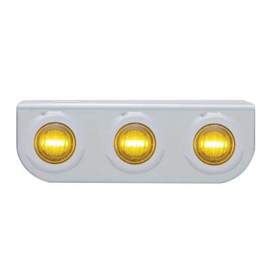 Stainless Light Bracket With 3X 3 LED 3/4" Mini Lights - Amber LED/Amber Lens