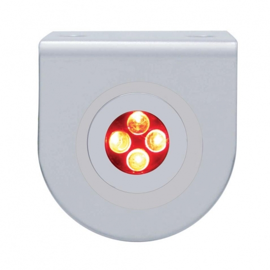 Stainless Light Bracket With 4 LED Fastener Light - Red LED/Clear Lens