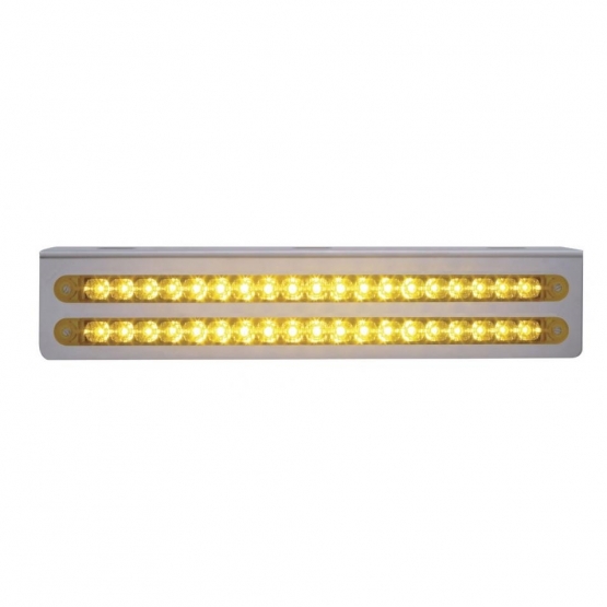 12-3/4" Stainless Light Bracket With 2X 19 LED 12" Light Bars - Amber LED/Amber Lens