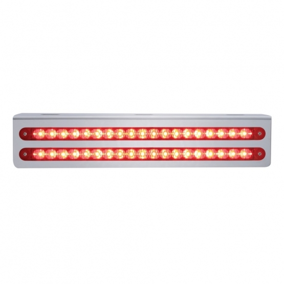 12-3/4" Stainless Light Bracket With 2X 19 LED 12" Light Bars - Red LED/Red Lens
