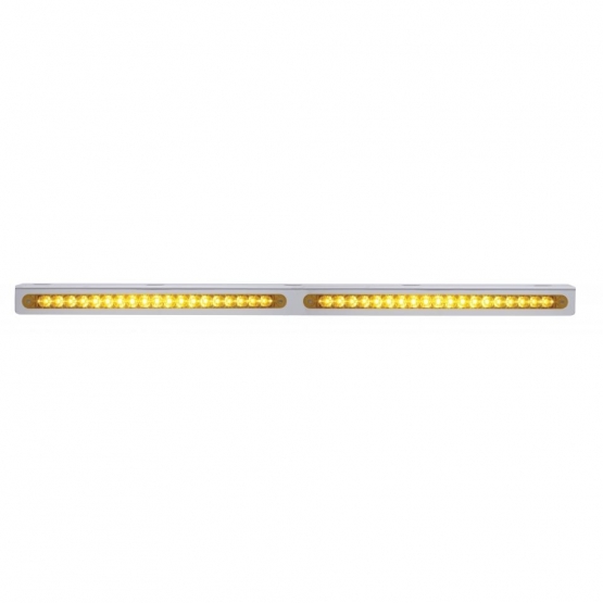 25-5/16" Stainless Light Bracket With 2X 19 LED 12" Light Bars - Amber LED/Amber Lens