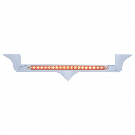 Chrome Hood Emblem Trim With 19 LED Reflector Light Bar For Kenworth - Red LED/Clear Lens - Thumbnail 4