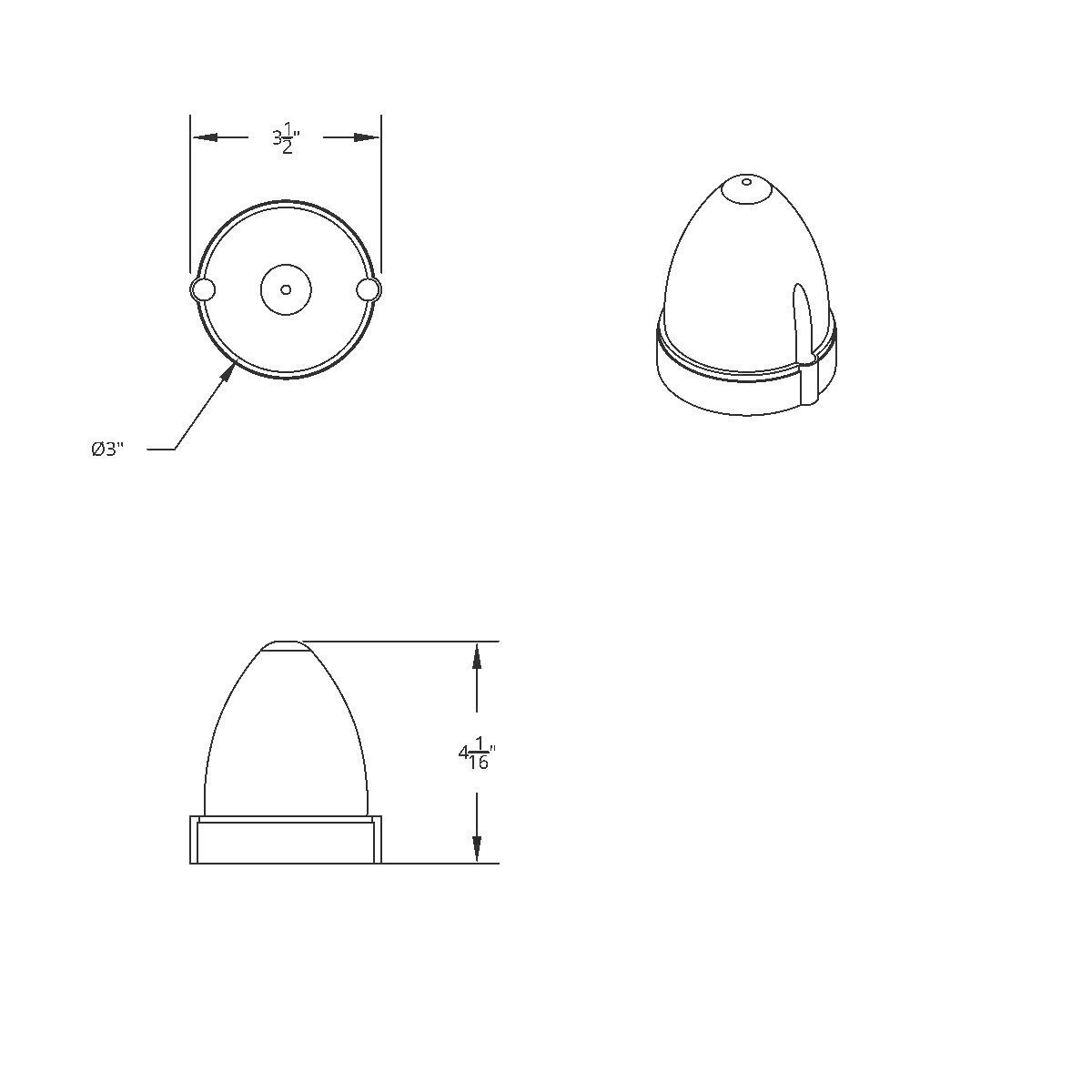 19 LED Reflector Grakon 1000 Flush Mount Kit - Amber LED/Clear Lens - Thumbnail 2