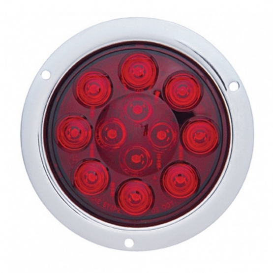 12 LED 4" Round Flange Mount Light (Stop, Turn & Tail) - Red LED/Red Lens - Thumbnail 2