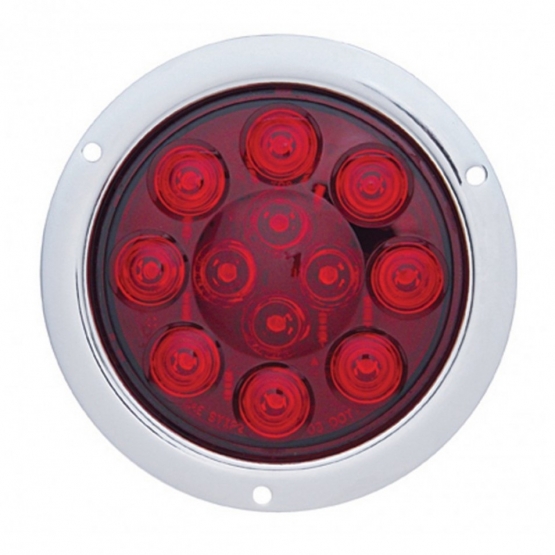 12 LED 4" Round Flange Mount Light (Stop, Turn & Tail) - Red LED/Red Lens (Bulk) - Thumbnail 2