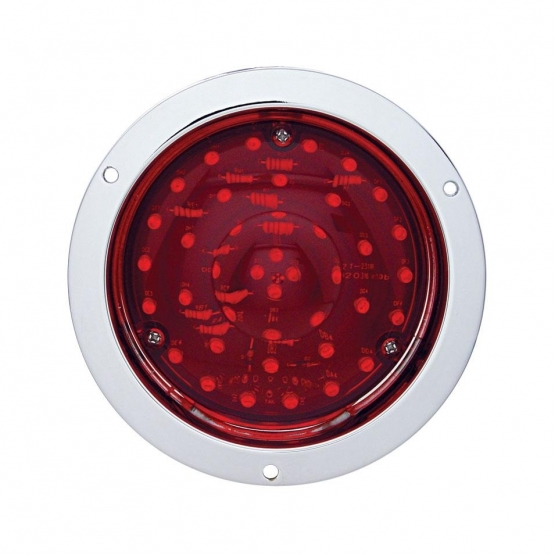 40 LED 4" Round Flange Mount Deep-Dish Light (Stop, Turn & Tail) - Red LED/Red Lens - Thumbnail 2