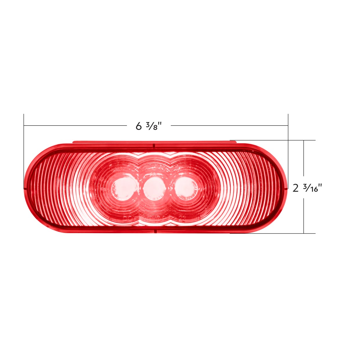 3 LED 6" Oval Light (Stop, Turn, & Tail)- Red LED/Red Lens - Thumbnail 9